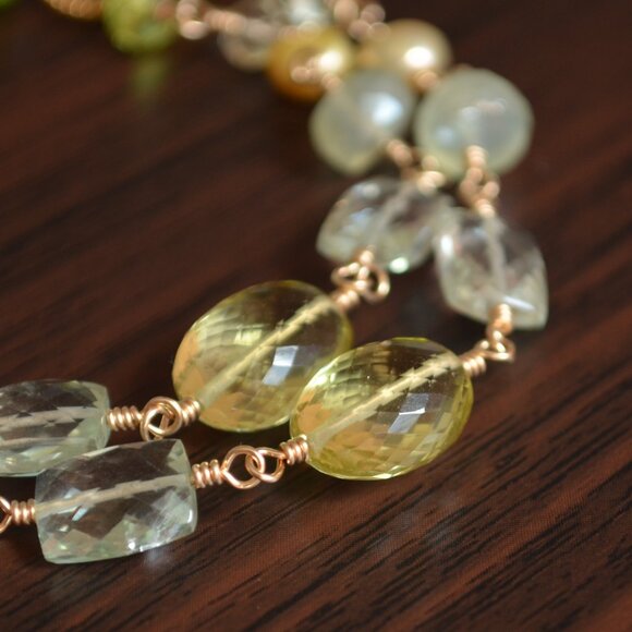 Double Strand Gemstone Bracelet in Lemon Lime - Hand Made in Canada - Picture 6 of 9